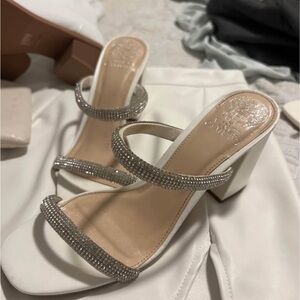 Vince Camuto White Sparkle Heels